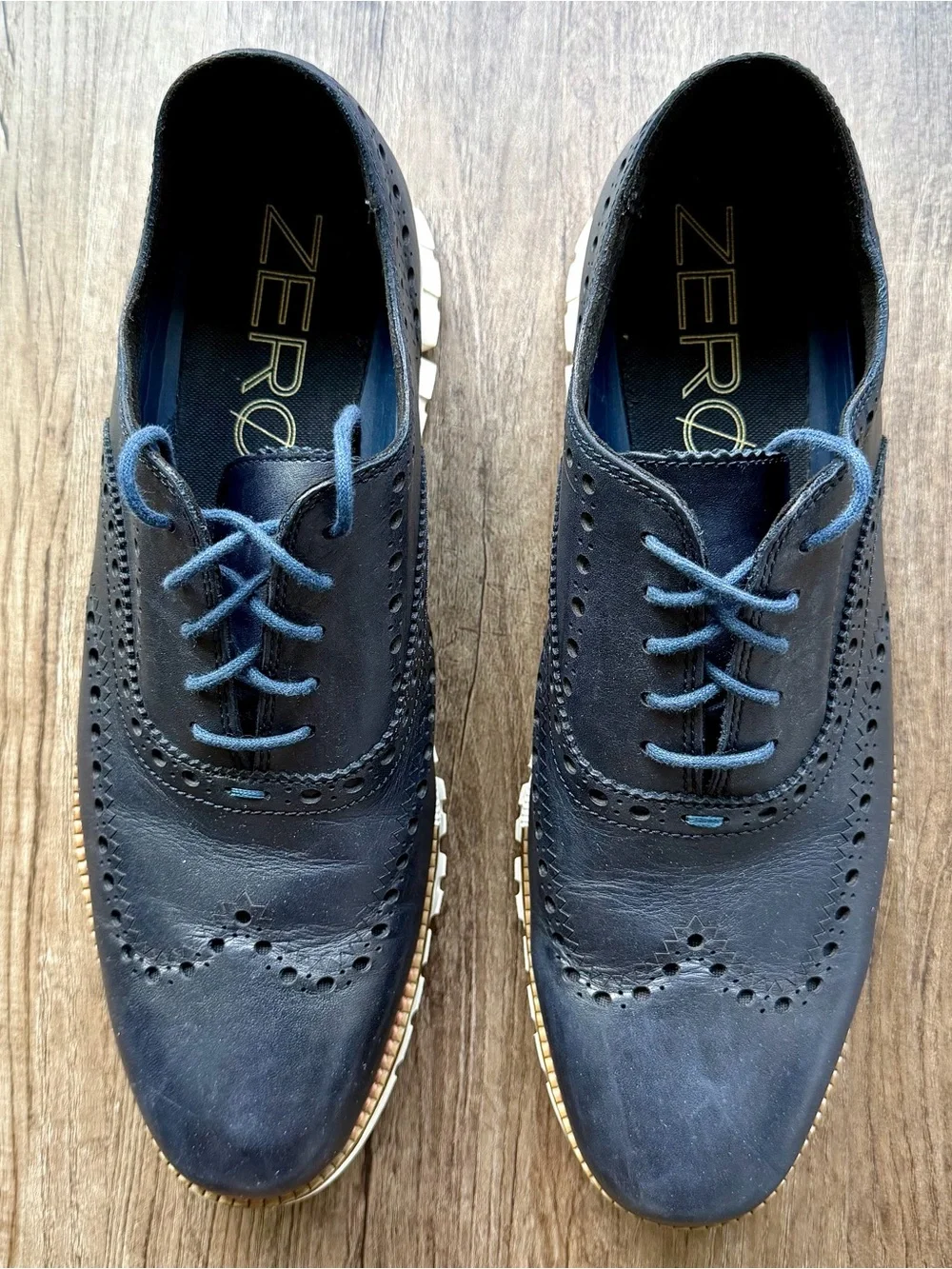 Cole Haan ZERØGRAND Wingtip Oxford C23739 Navy Blue Leather Men’s Size 10